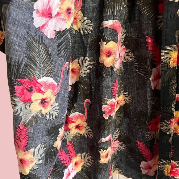 Vintage Levis Shirt Mens XL Black Red Floral Flamingo All Over Print Button Dn - Picture 7 of 13